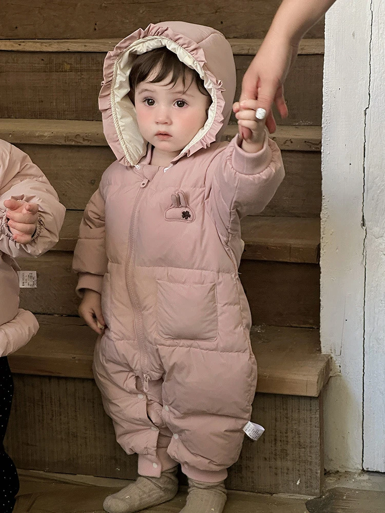 奶茶小猪婴幼儿可拆卸帽白鸭绒冬季新款可爱女宝宝保暖外出服a类