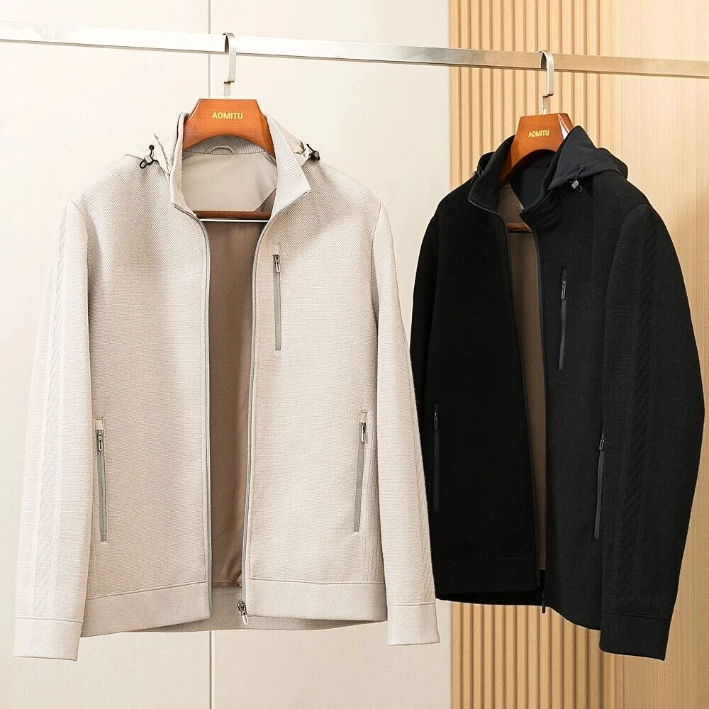 【可拆帽立领款】高奢定制羊毛混纺秋冬男女款连帽保暖夹克外套