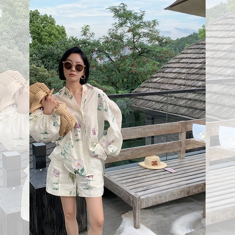 气质印花印花灯笼袖小衫 QD233012-A