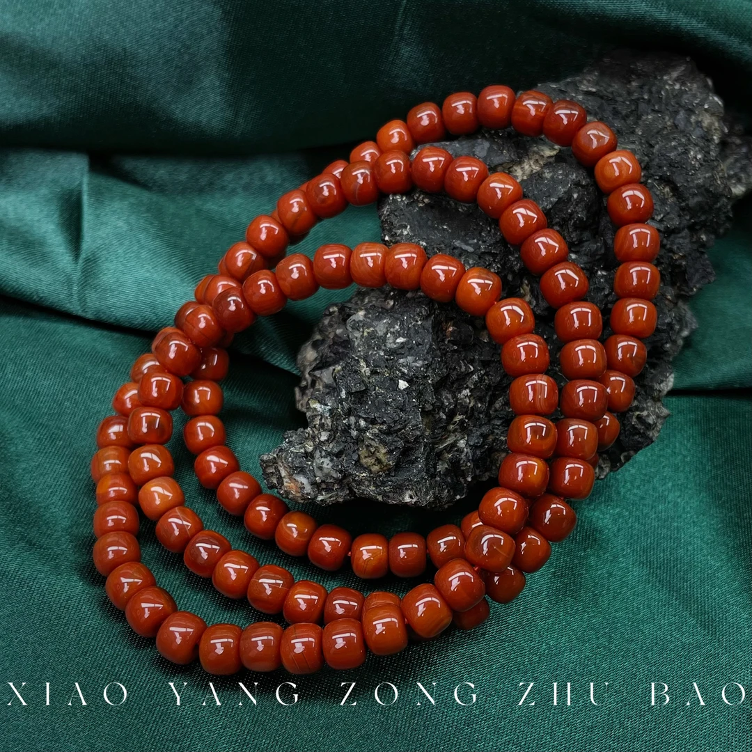 【小杨总珠宝】Y8088 天然南红玛瑙老型珠卡5.5mm108颗多圈手串项链
