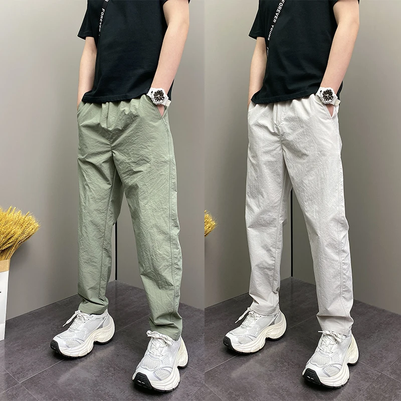 夏季薄款潮流韩版痞帅修身青年男士原创网红ins休闲直筒锥形裤子