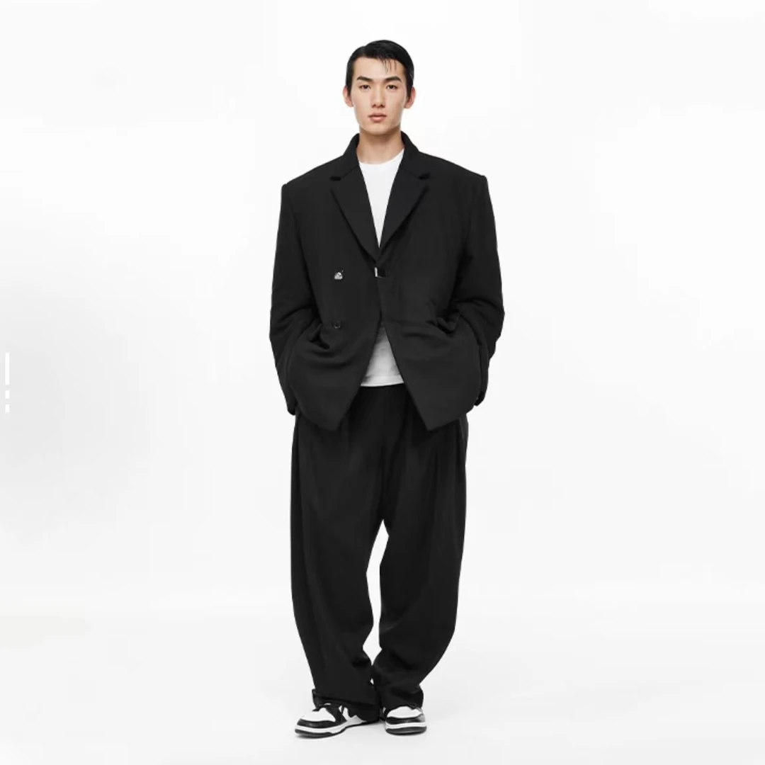 5-6 UNA明星同款买手店男女同款定制扣夹棉双排扣廓形西服 MSJ05