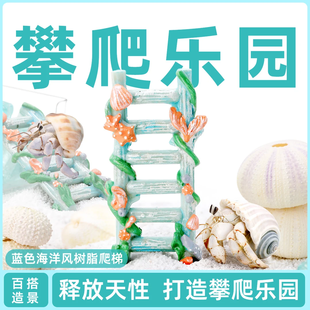 寄居蟹攀爬梯子～蓝色海洋风树脂爬梯百搭造景水盆蜕皮桶搭档