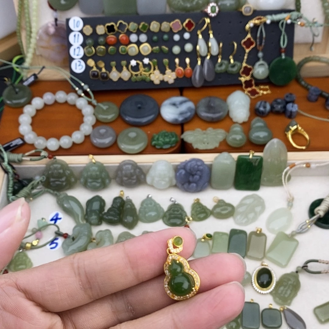 和田玉银S925镶嵌吊坠(不含链)