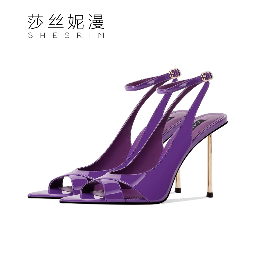 包头凉鞋女2025夏季新款紫色性感细跟凉鞋轻奢风女士夏季高跟凉鞋