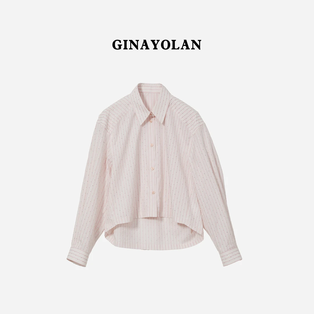GINAYOLAN/瑾颜|春夏新品气质烫钻减龄衬衣