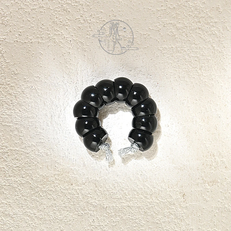 黑色猪大肠配饰6mm文玩椰蒂星月水晶大肠手串DIY配饰隔珠配珠散珠