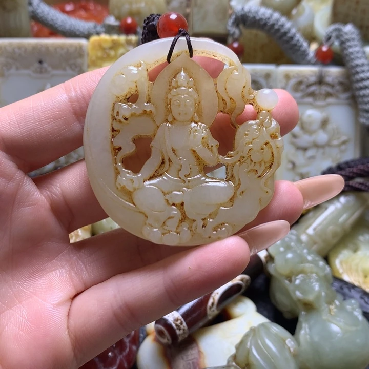 和田玉未镶嵌挂件花****刀