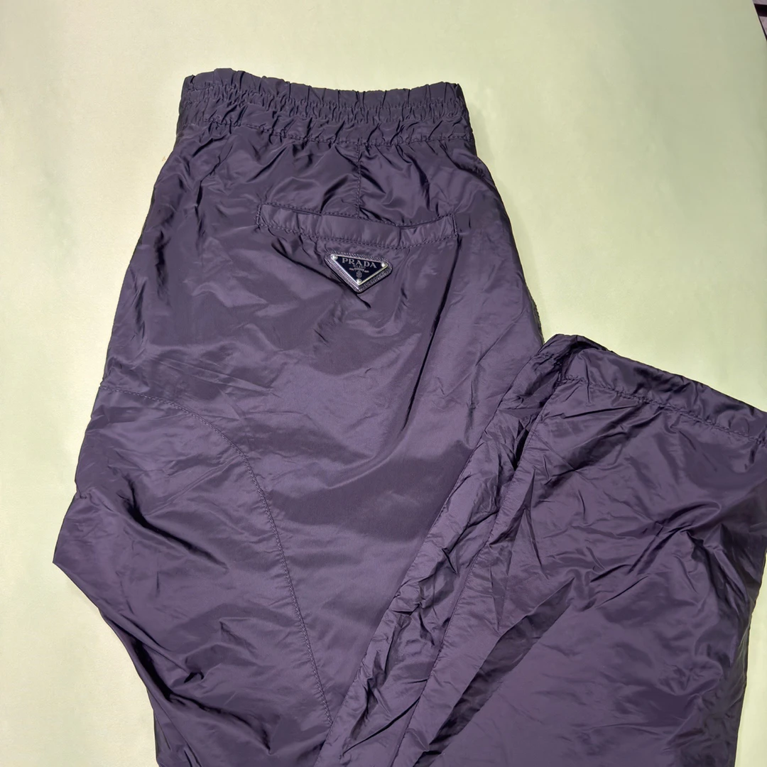 99新 Prada/普拉达 三角标黑色尼龙长裤/M腰围84-92/工价12800