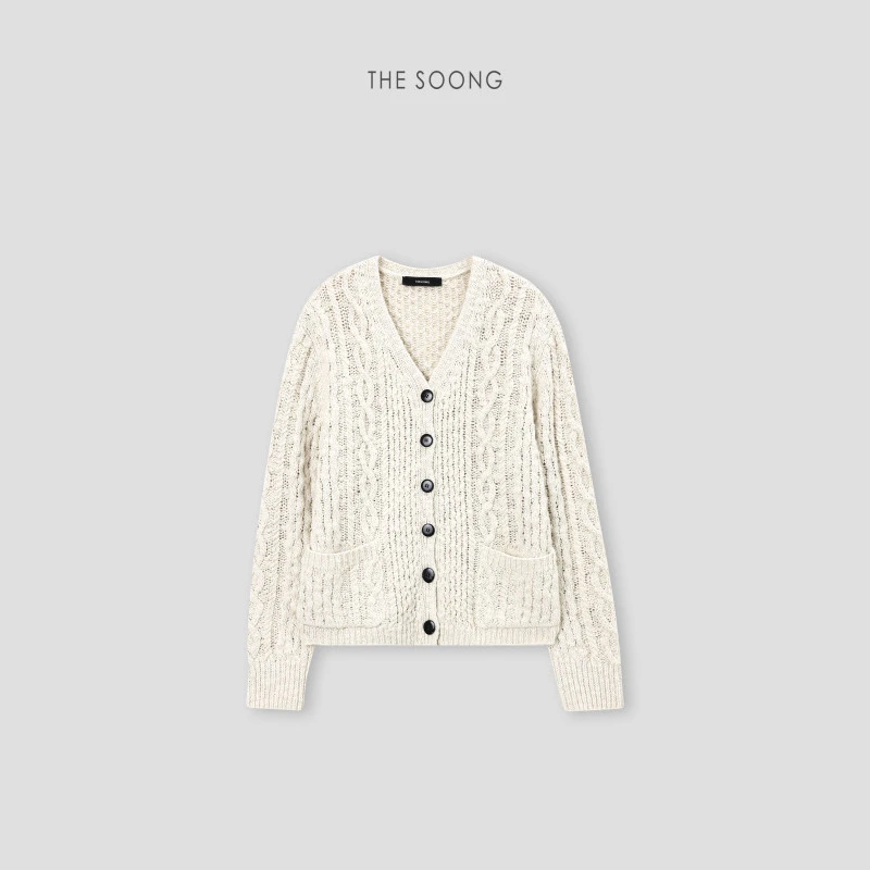 THESOONG|高奢纯羊毛花式混纱 特殊多针交织肌理感毛衣外套MY7603