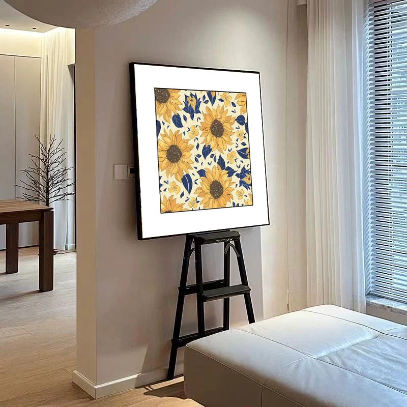 【向日葵】客厅玄关背景墙砂岩肌理画60*60