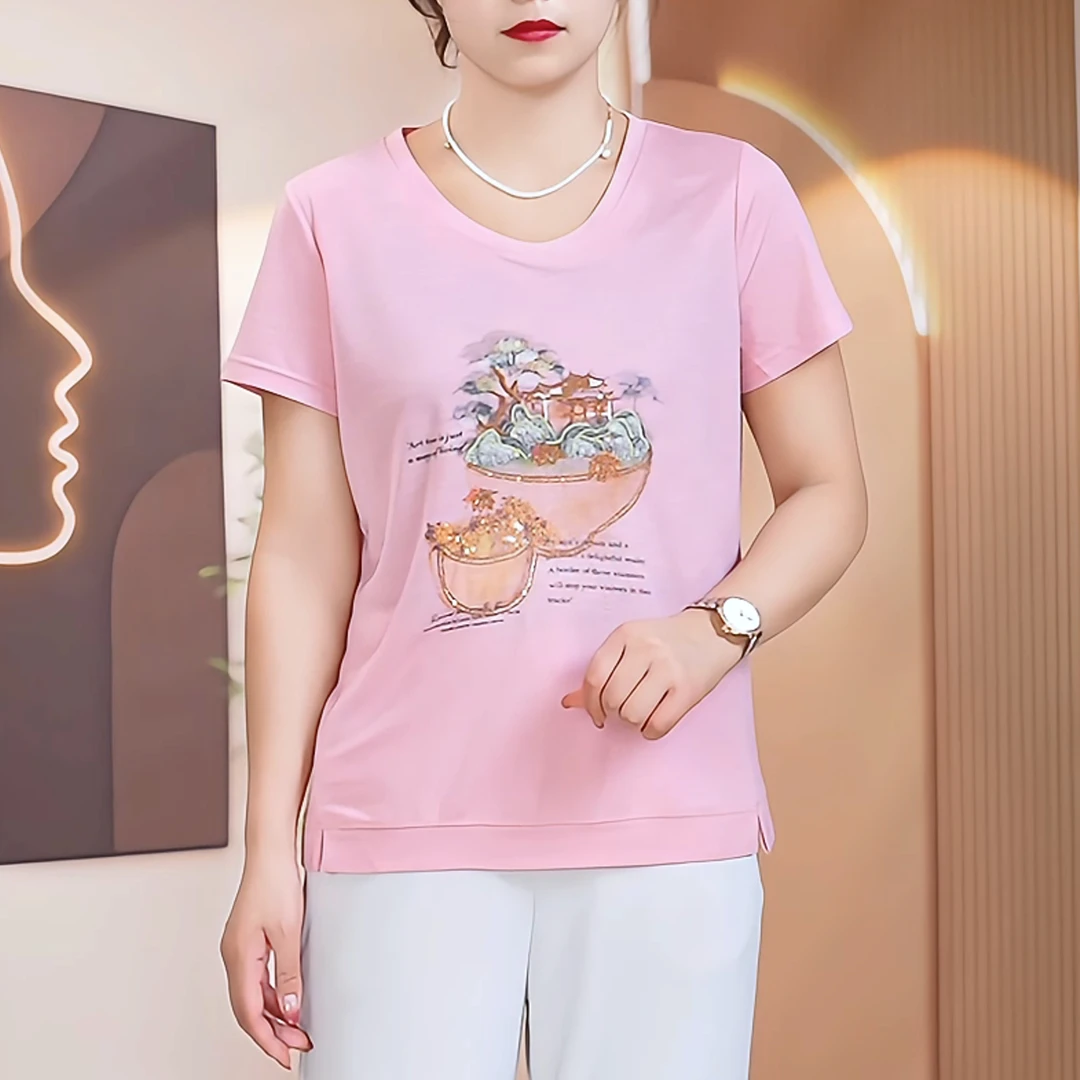 夏季女款棉麻休闲宽松轻薄透气修身显瘦百搭半袖T恤