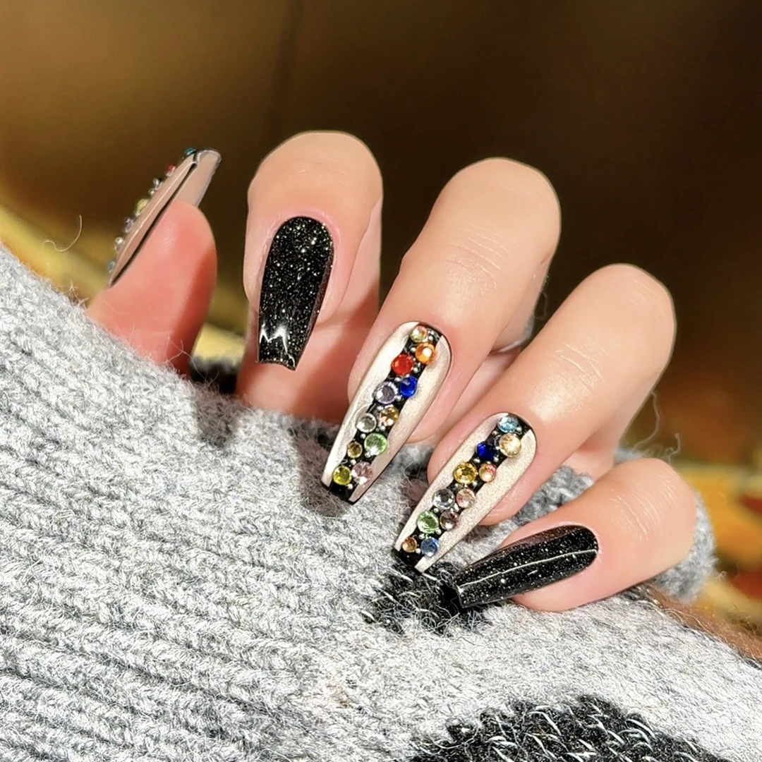 『夜未央』星空碎闪小众设计爆闪纯手工穿戴甲