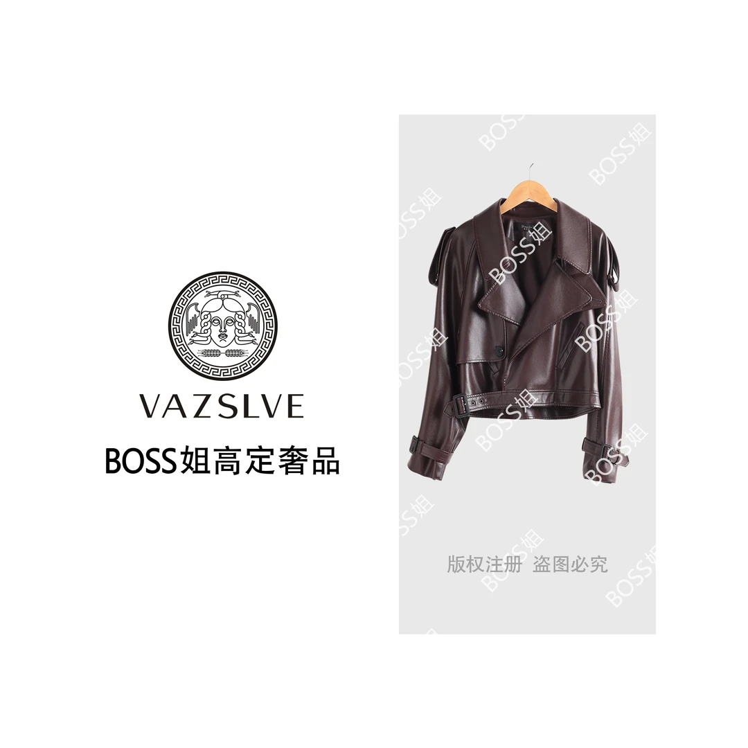 VAZSLVE/原创设计真皮皮衣女短款外套西装款气质外套时尚穿搭686