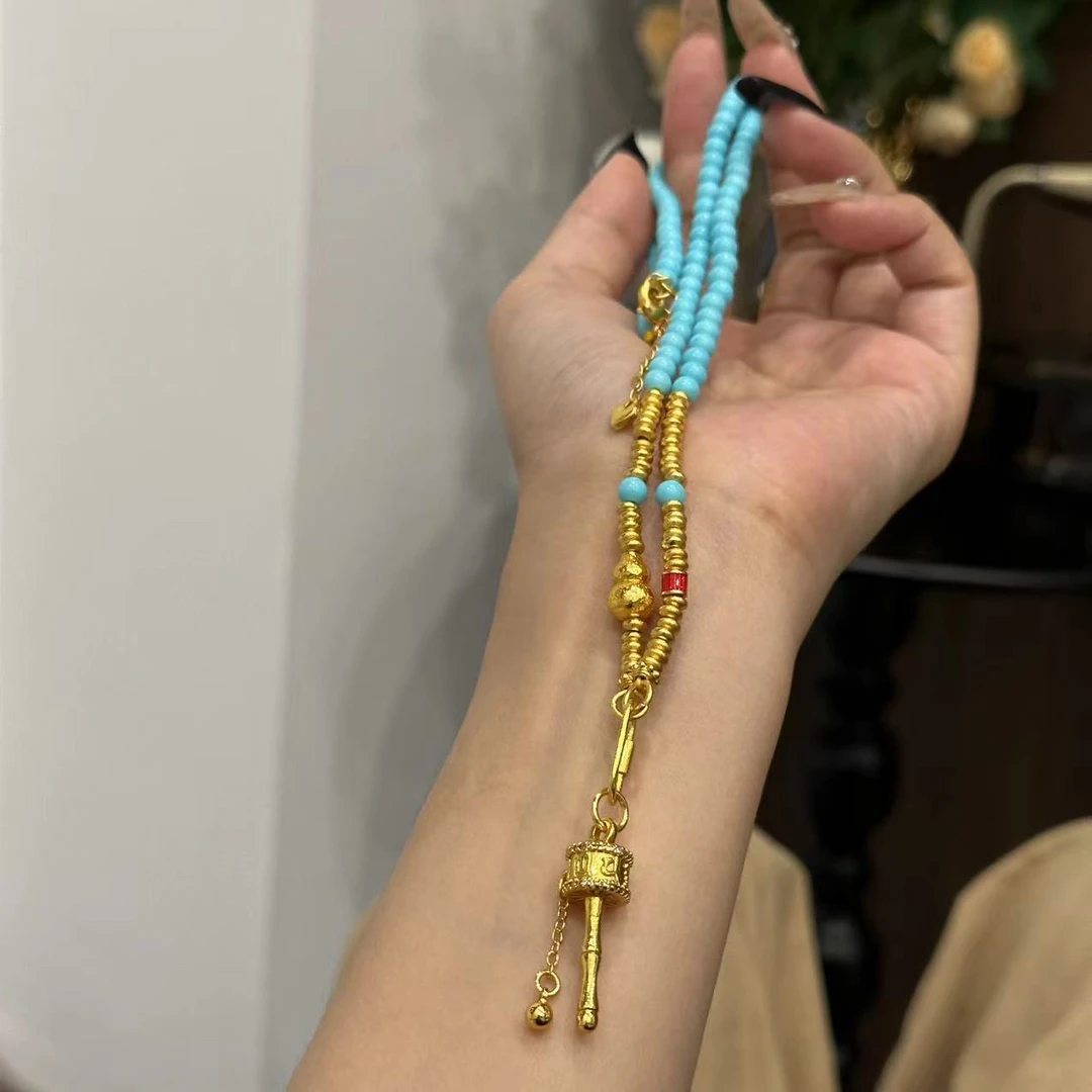 铜合金项链 新中式高级感拨浪鼓流苏项链-4669