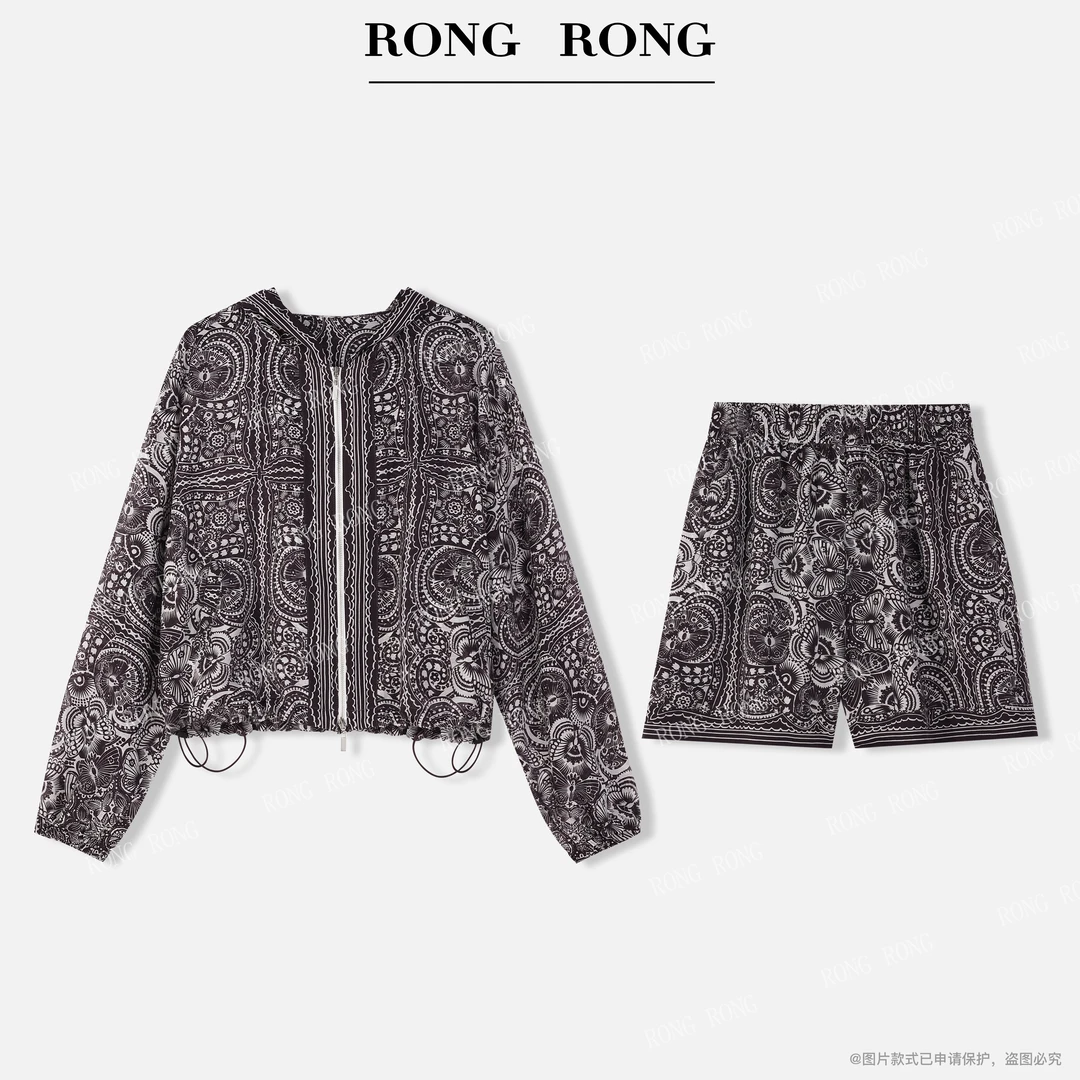 溶溶【灵感格调】RONG 莱赛尔民族风防晒外套短裤套装ZGC6W1775-1