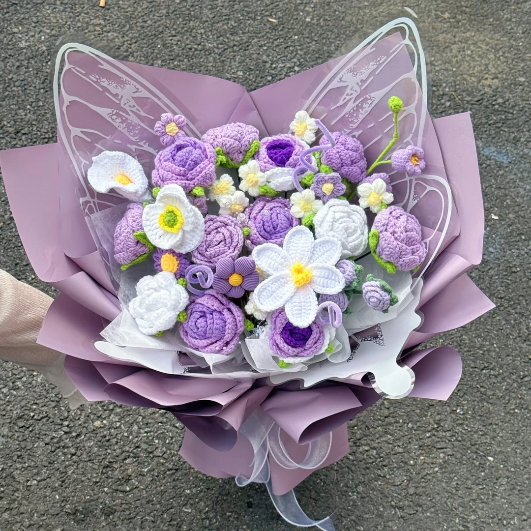 【蝴蝶精灵】蝴蝶毛线成品手工编织花束送女朋友闺蜜生日礼物