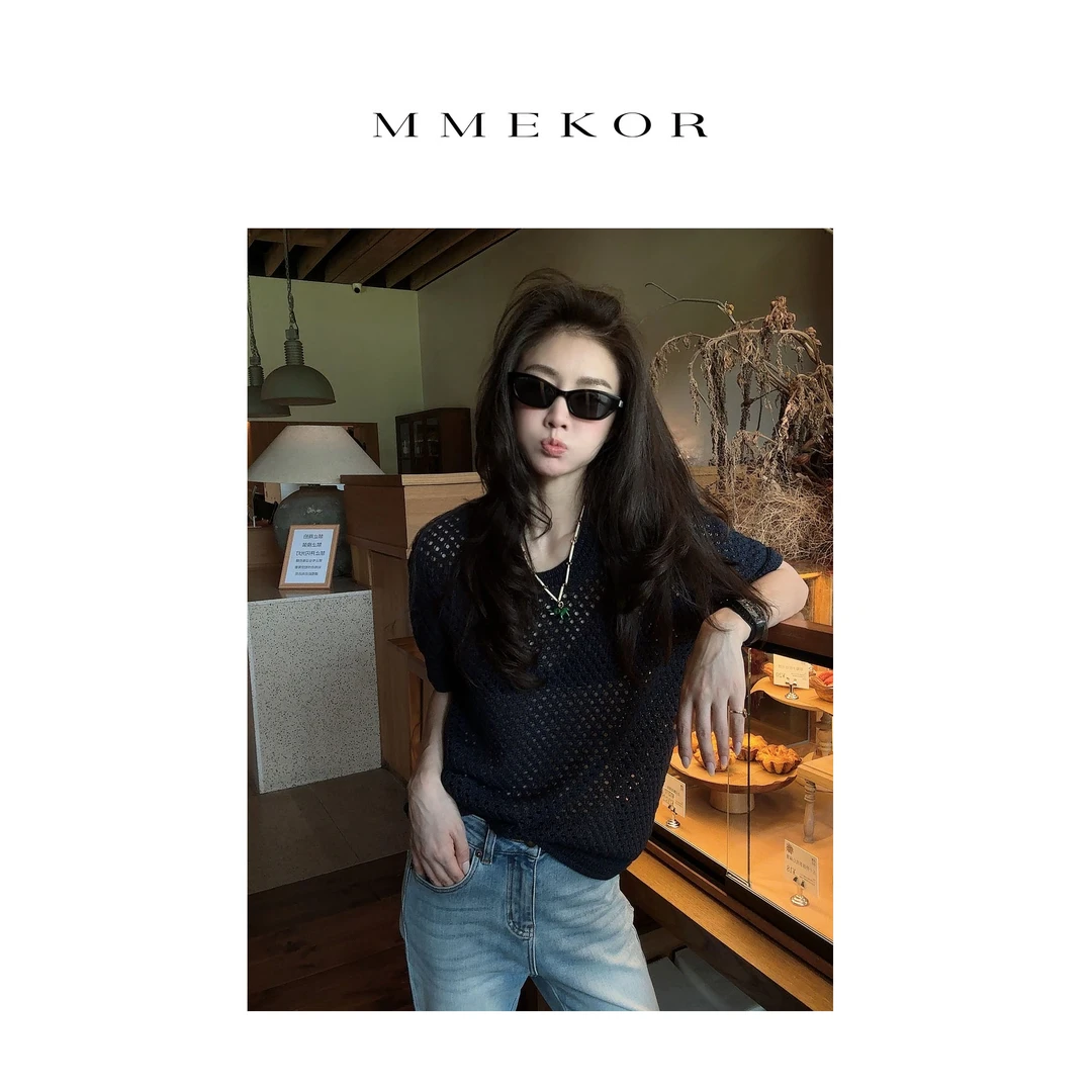 MMEKOR  “鸟巢短袖” 2025新款智性通勤气质针织衫 30031