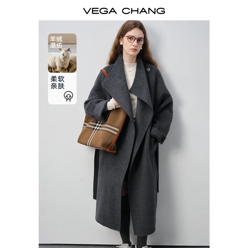 VEGACHANG【灰调奢感】大衣女2025新款秋冬慵懒高级感款外套0253LW