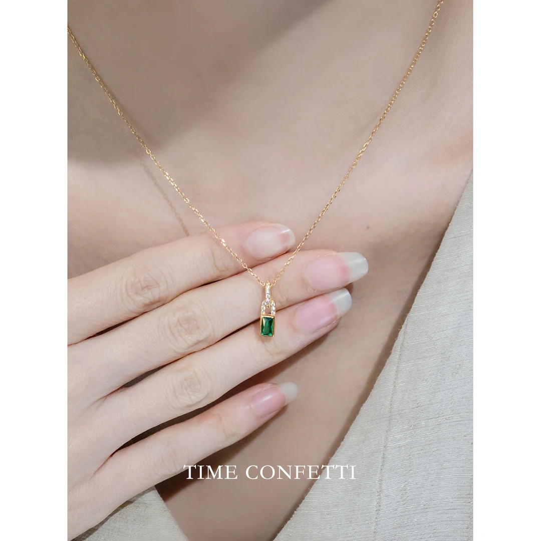 坠链均925银 镀K金【孙二娘】欧美轻奢高级感方形吊坠项链T&C 5396