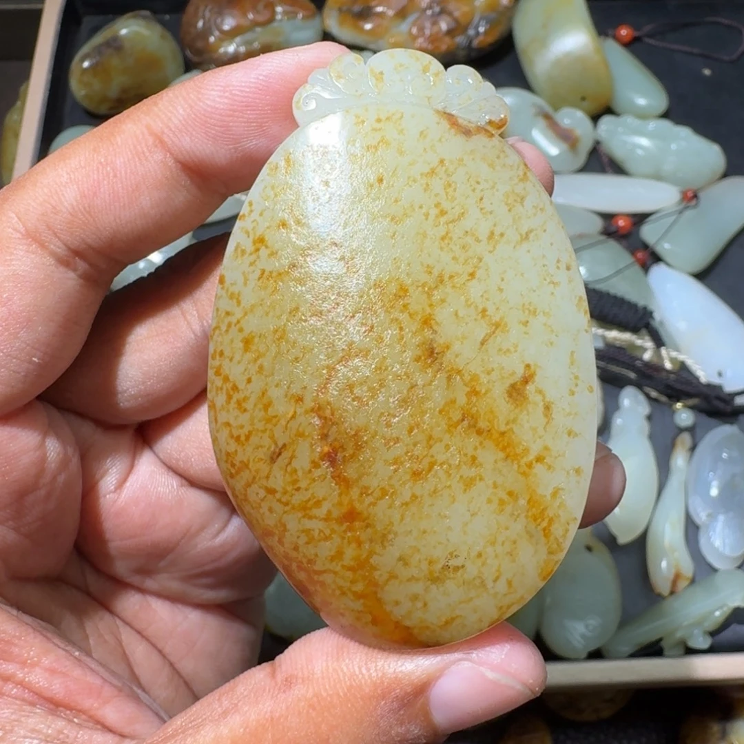 和田玉银S925镶嵌吊坠(不含链)