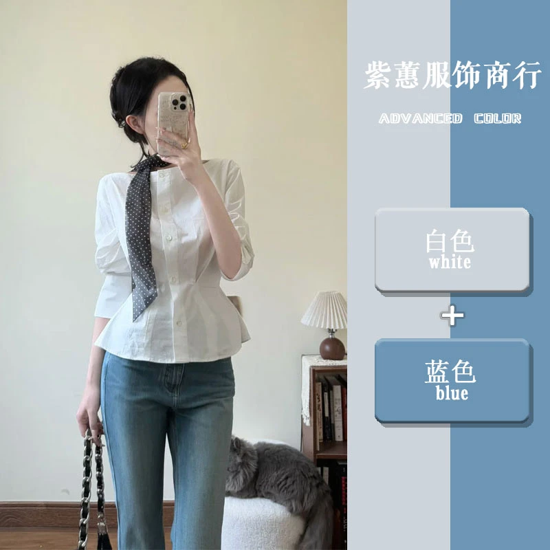 春季流行穿搭小上衣法式小个子气质干练轻奢高级感通勤风白色衬衫