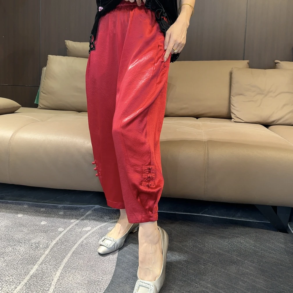 新中式裤脚盘扣香蕉小裤