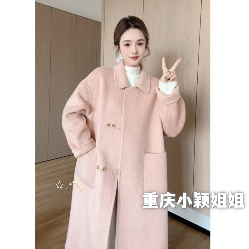 百搭韩版网红秋季气质显瘦春秋设计感羊毛大衣双面呢外套