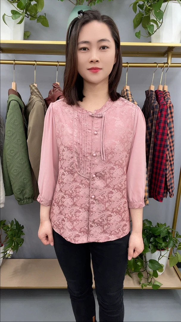 新款圆领可开衫精美时尚妈妈衫  833