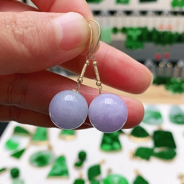 翡翠18K金镶嵌耳饰挂件