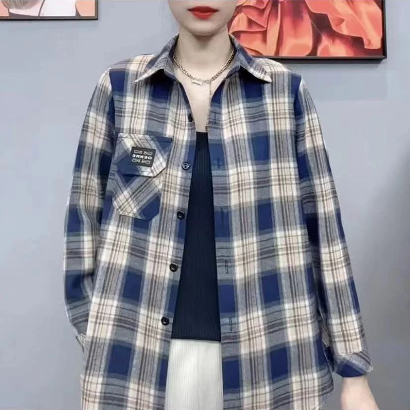 格子衬衫女长袖春夏宽松百搭洋气中年妈妈装时尚减龄上衣防晒外套