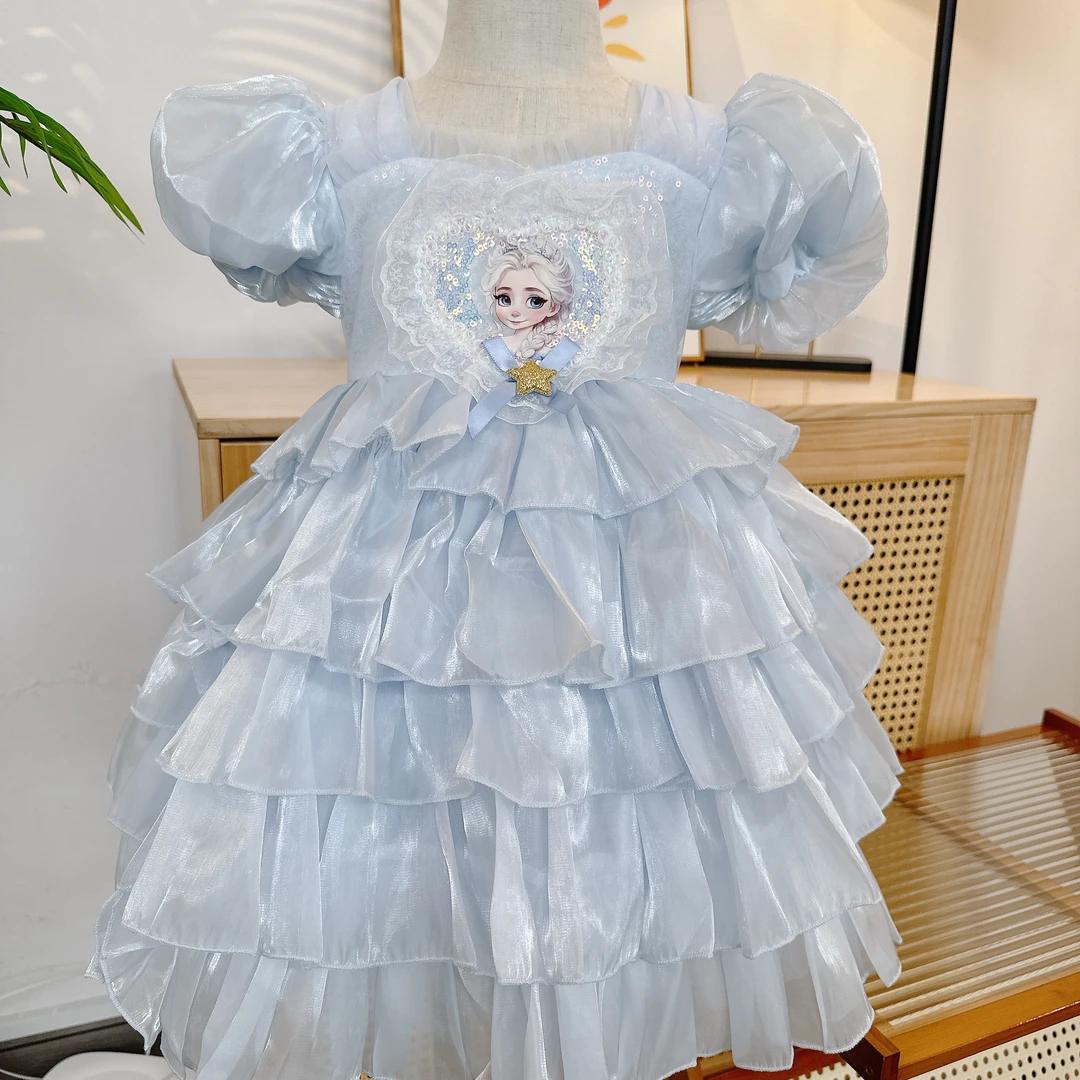 新款女童公主裙*艾莎公主裙*蕾丝裙C-A029