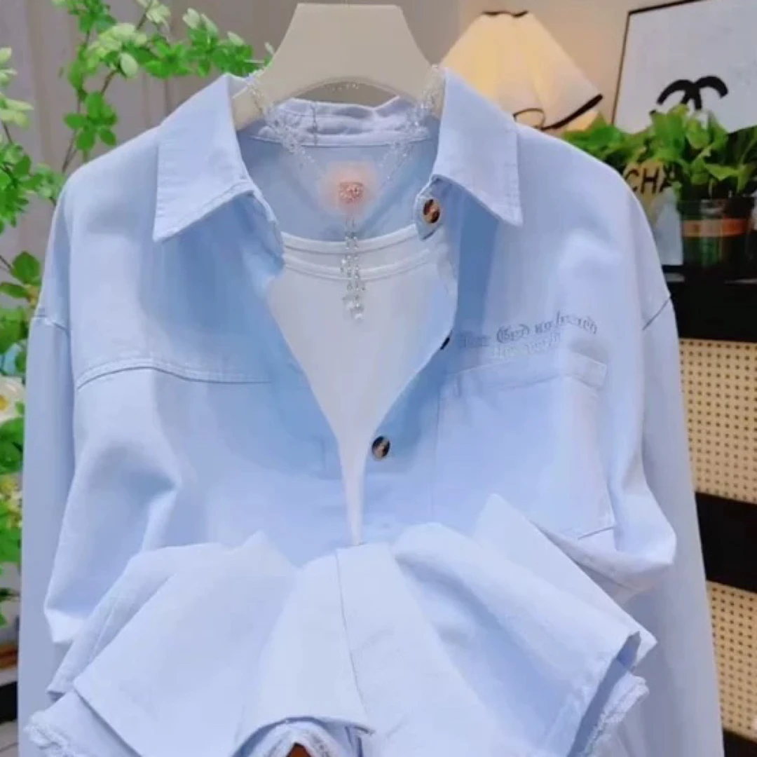 棉的!小个子衬衫牛仔棉女秋季新款韩版休闲洋气外套