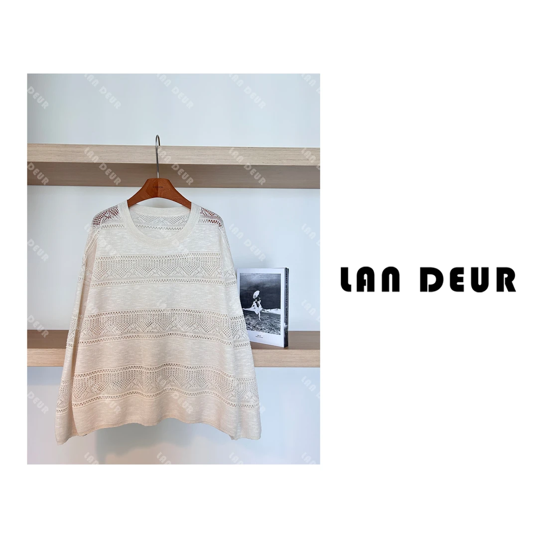 【墨雨江南】镂空针织套头罩衫气质时尚休闲透气宽松上衣女