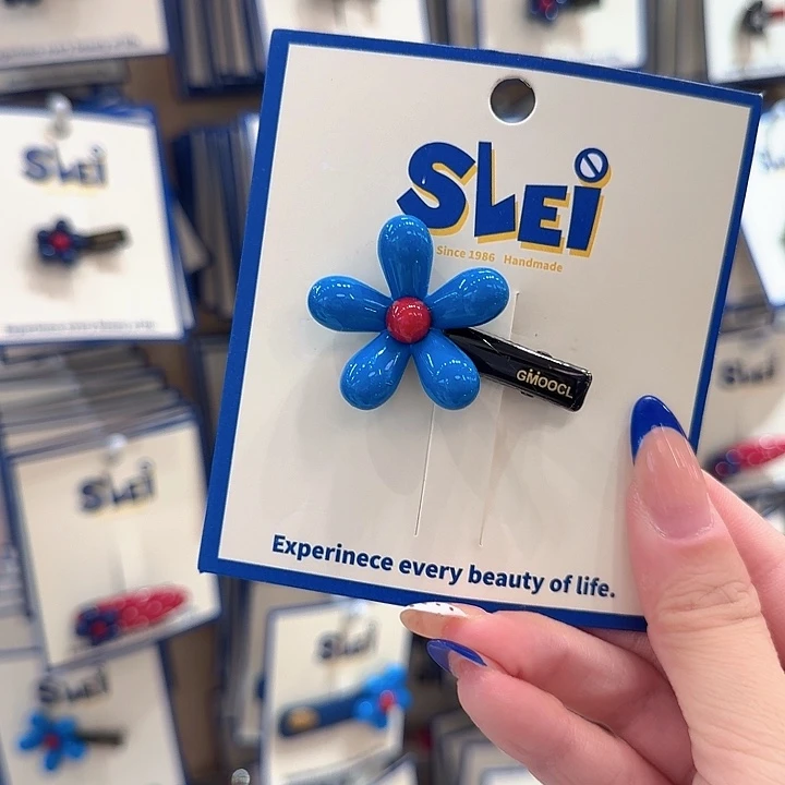 小蓝花鸭嘴夹大花夹子