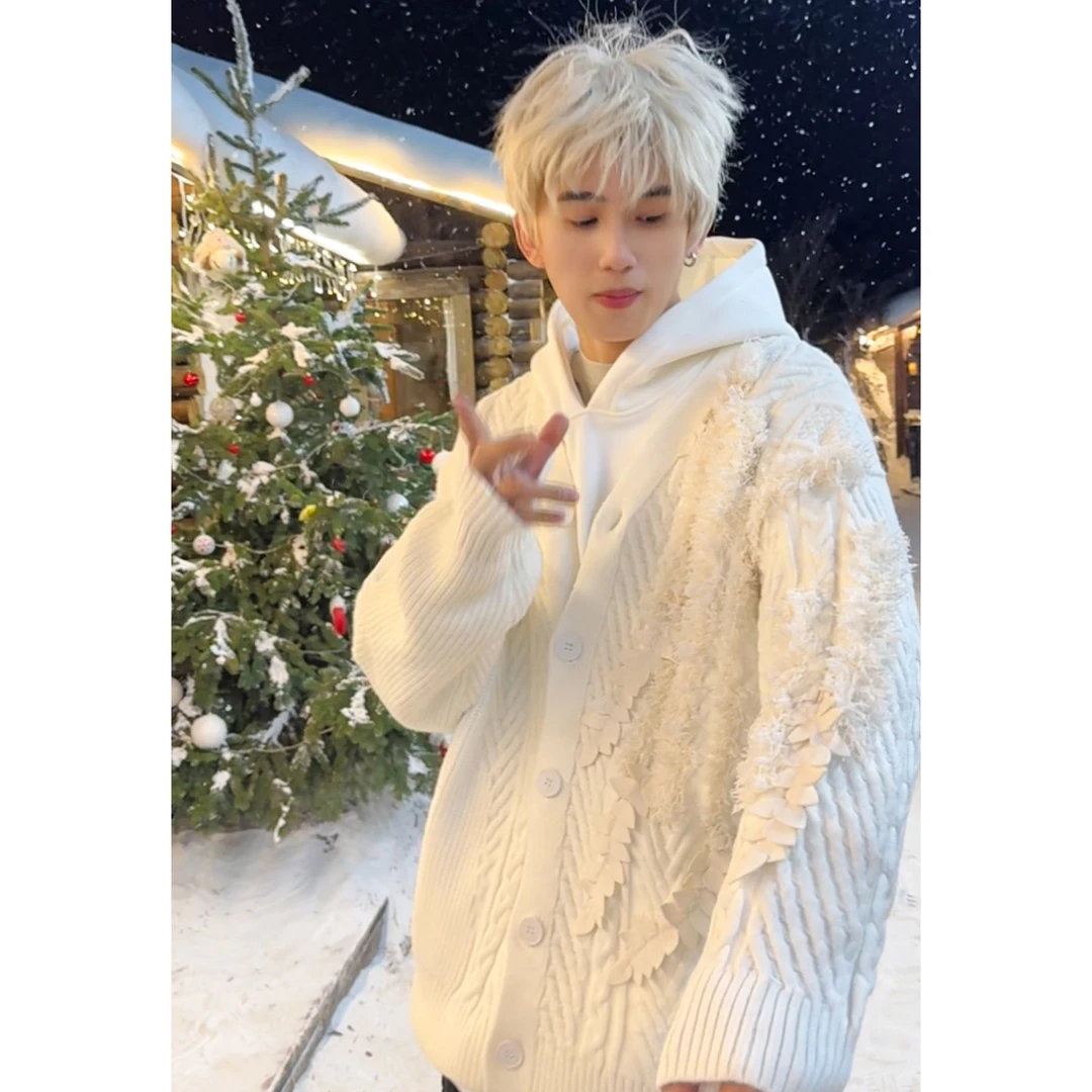 【立体树叶】日系百搭软糯毛衣秋冬慵懒风痞帅针织开衫7006