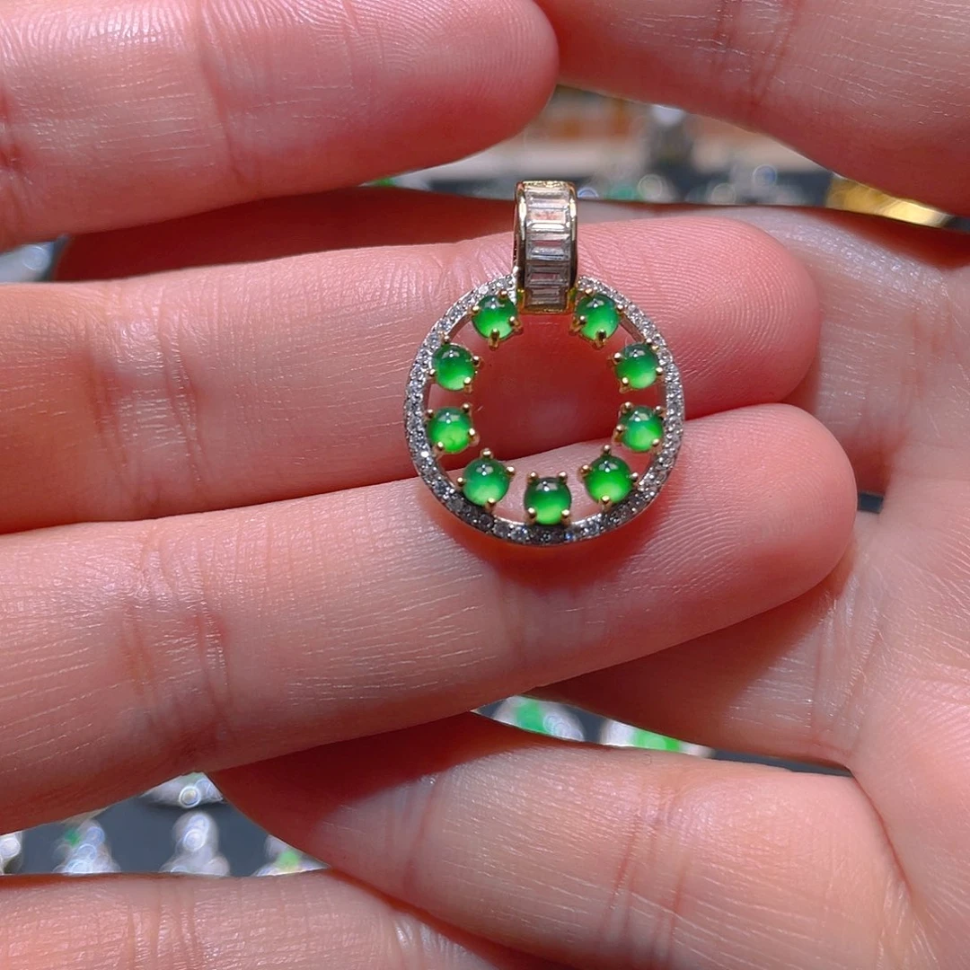 翡翠银S925镶嵌吊坠(不含链)