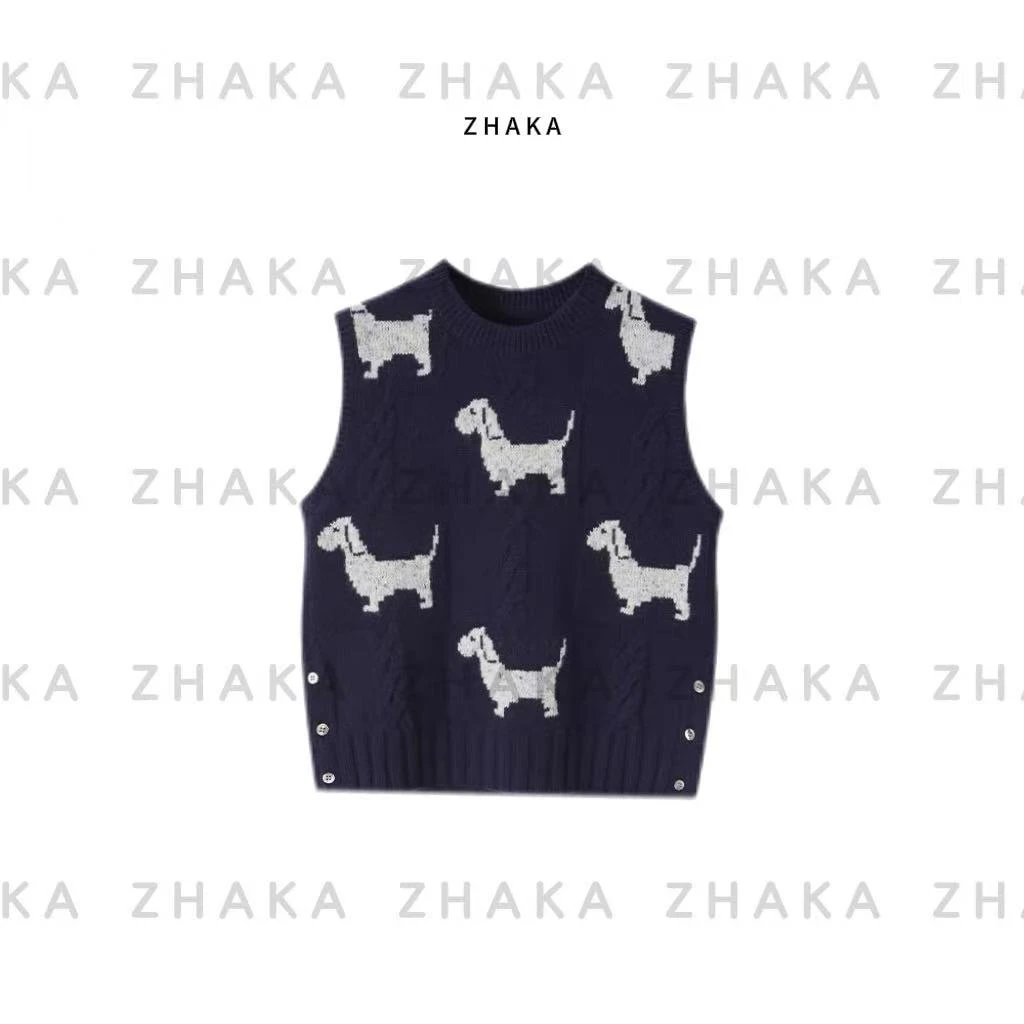 ZHAKA/小狗羊毛针织背心上衣zk495
