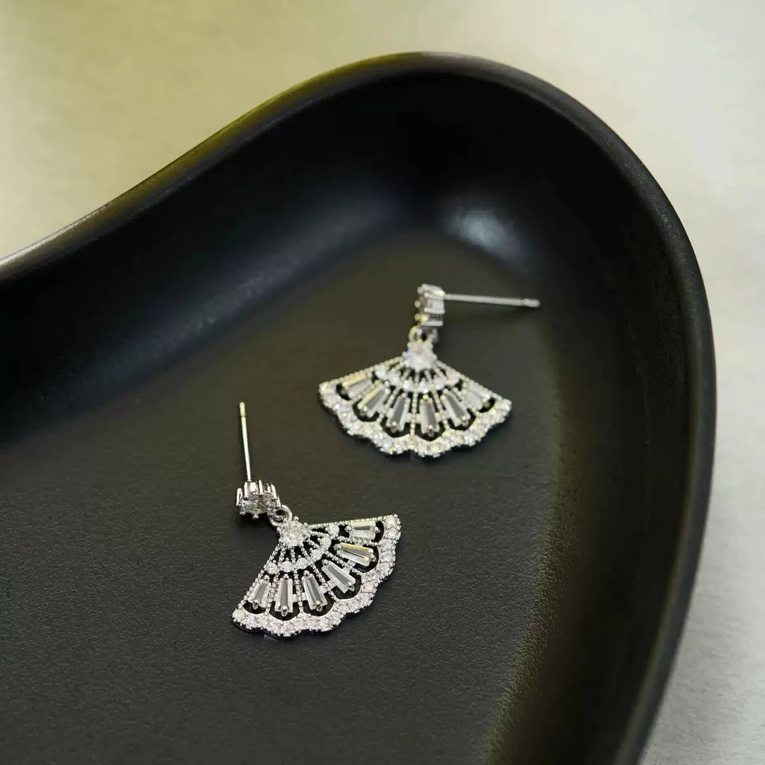 纯铜耳饰 【发如雪】新中式扇子流苏耳钉蚊香盘耳夹女轻奢耳饰耳环