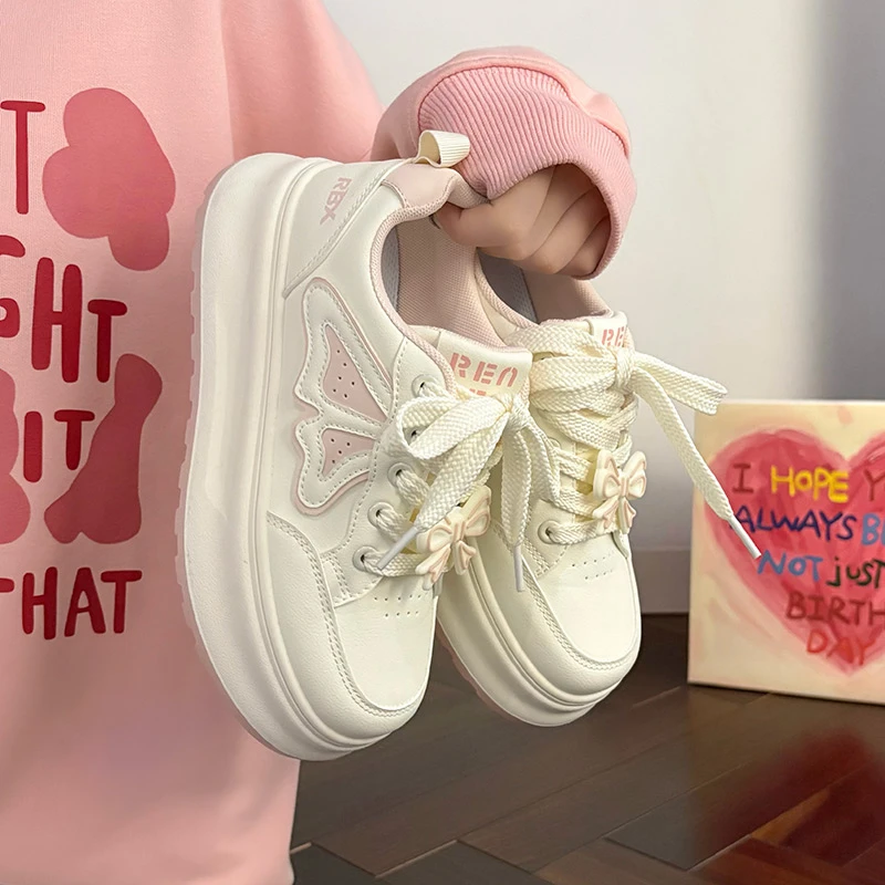 人本厚底增高休闲小白鞋2025爆款小个子设计感女鞋百搭日系运动鞋