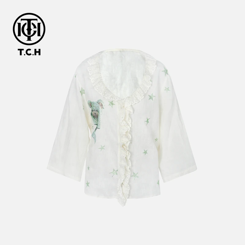TCH烫钻工艺新时尚淑女百搭新潮流衬衫女T75B13E5007轻奢tch