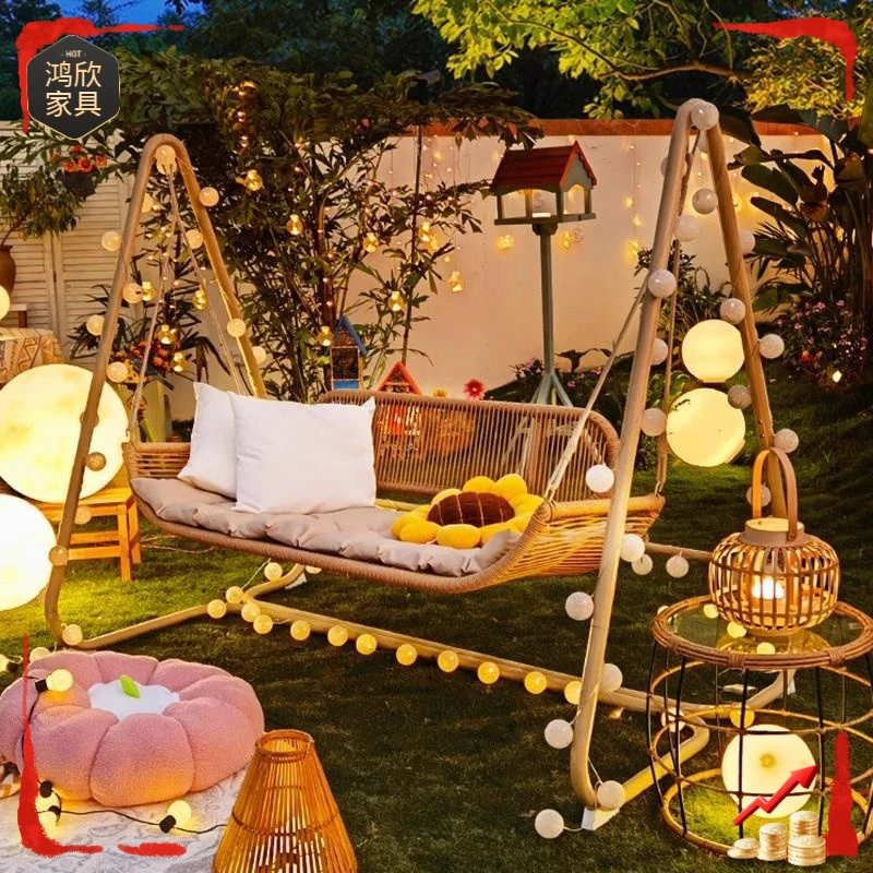 户外秋千吊椅室内家用吊床花园阳台荡秋千庭院室外双人摇椅网红