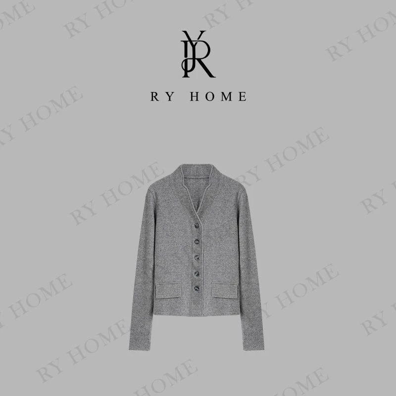【容雨RYHOME】秋款半开领系扣毛衣开衫西服外套253W2393
