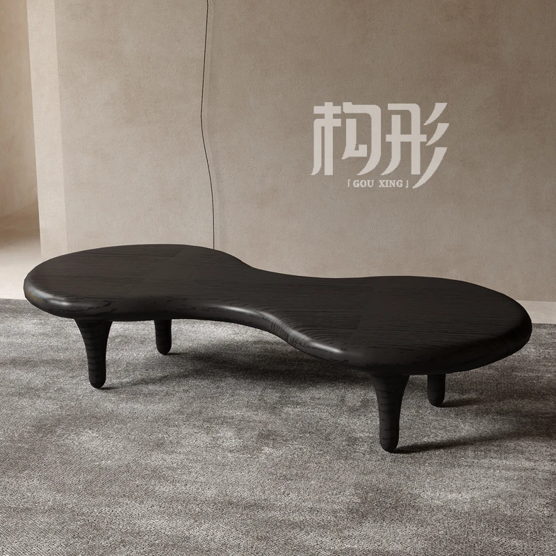 侘寂风实木茶几高级感客厅家用2025新款小户型民宿中古风原木茶几