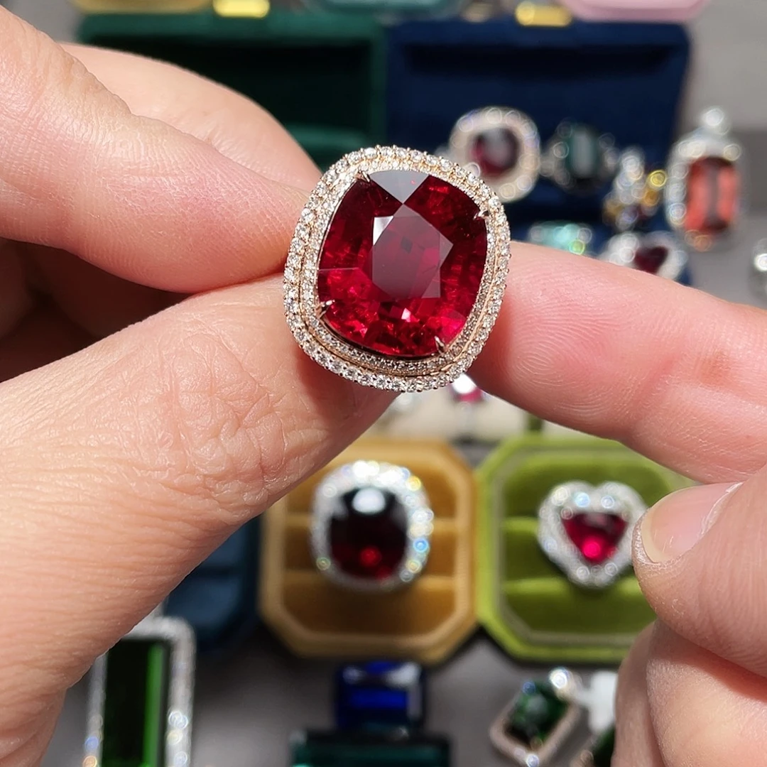 碧玺18K金镶嵌戒指16.41ct