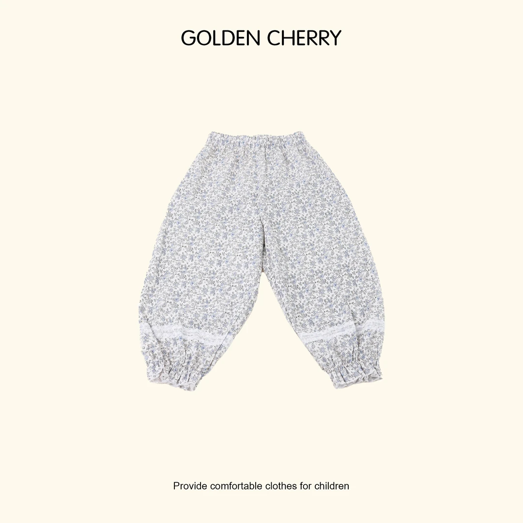【Golden cherry】儿童碎花满印束脚蕾丝边灯笼裤567320