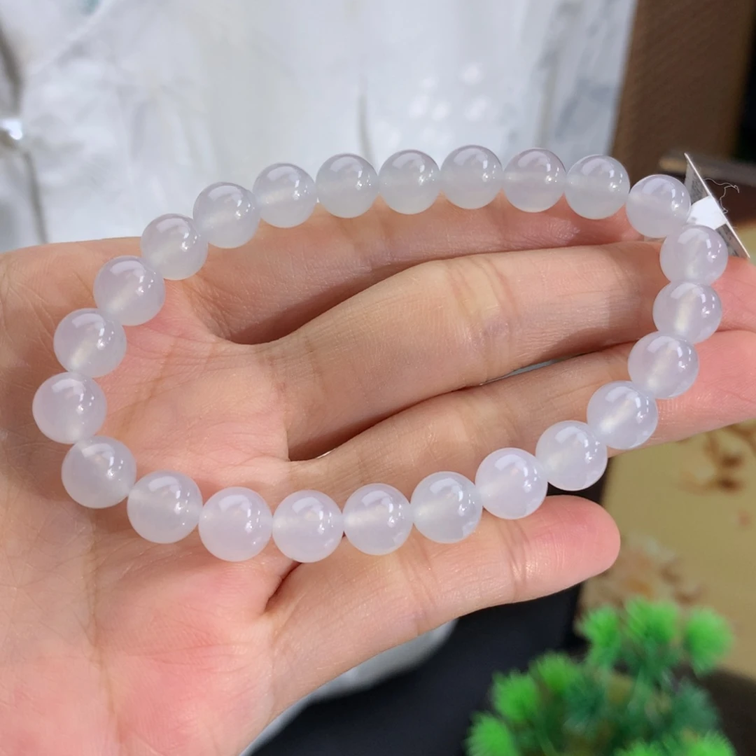 手串翡翠未镶嵌卡7.7冰胶白月光手串