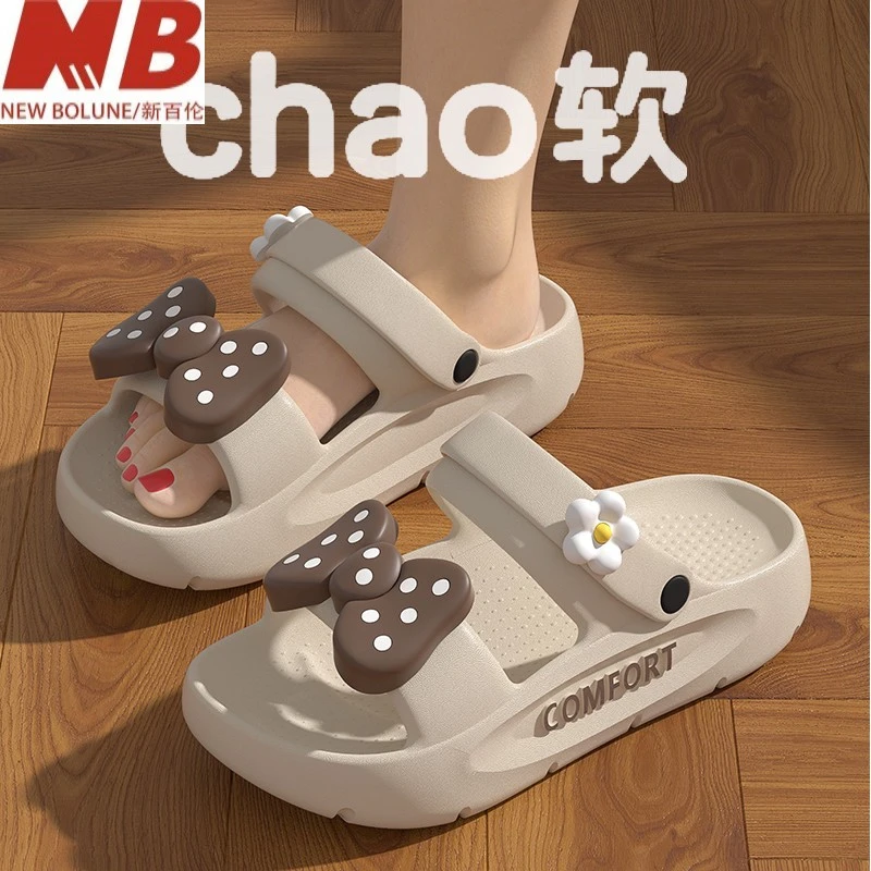 新百伦【官方正品】两穿蝴蝶结凉鞋女夏2024新款外穿沙滩室内居家