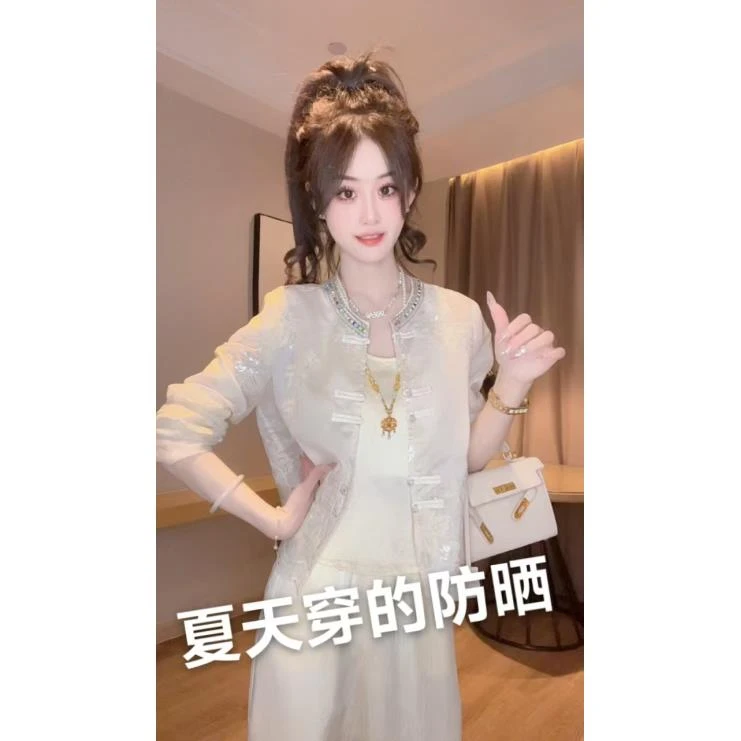 Ling【杏花烁】新款时尚气质薄款休闲百搭宽松新中式夏季防晒外套