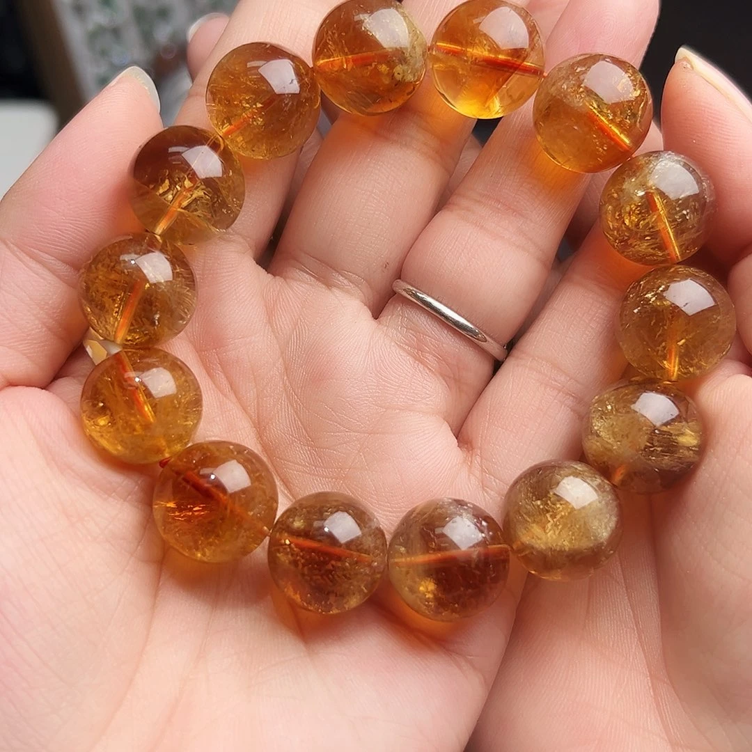 未镶嵌手链水晶巴西黄水晶16毫米5号